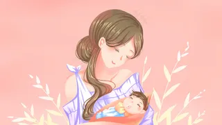 粉色唯美卡通小清新母婴亲子场景配图