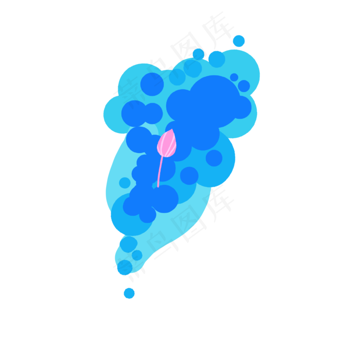 蓝色系抽象荷花水波(2000X2000(DPI:300))psd模版下载