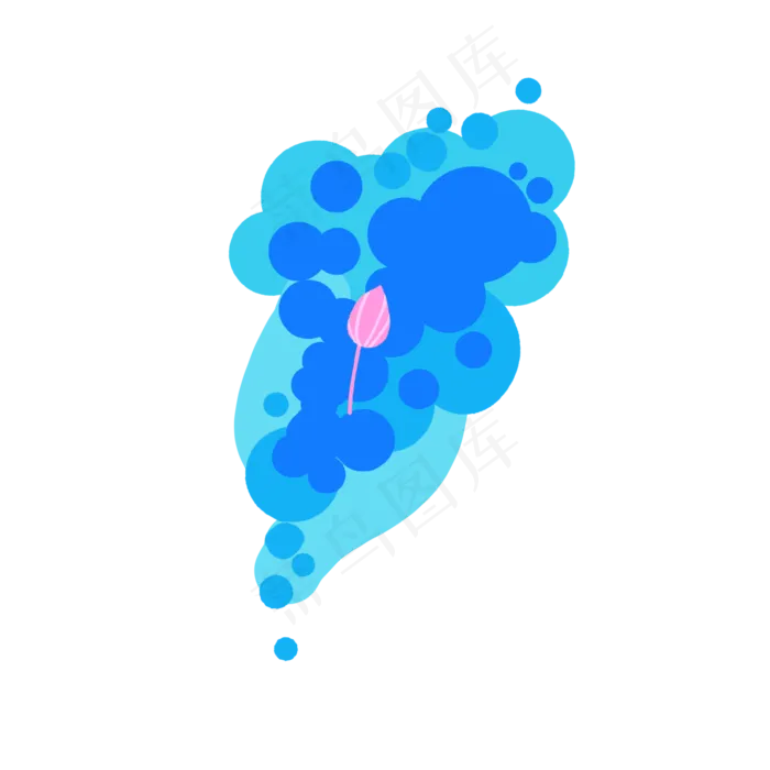 蓝色系抽象荷花水波(2000X2000(DPI:300))psd模版下载