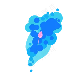 蓝色系抽象荷花水波