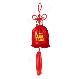 手绘中国风挂饰福袋,免抠元素