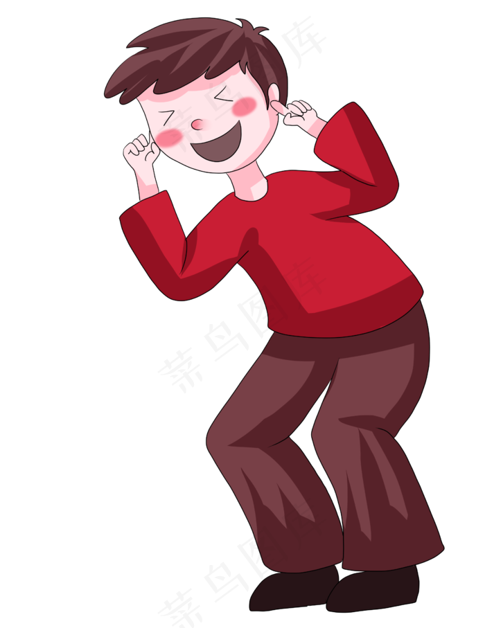 手绘水彩卡通快乐红衣男孩