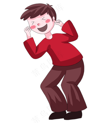 手绘水彩卡通快乐红衣男孩