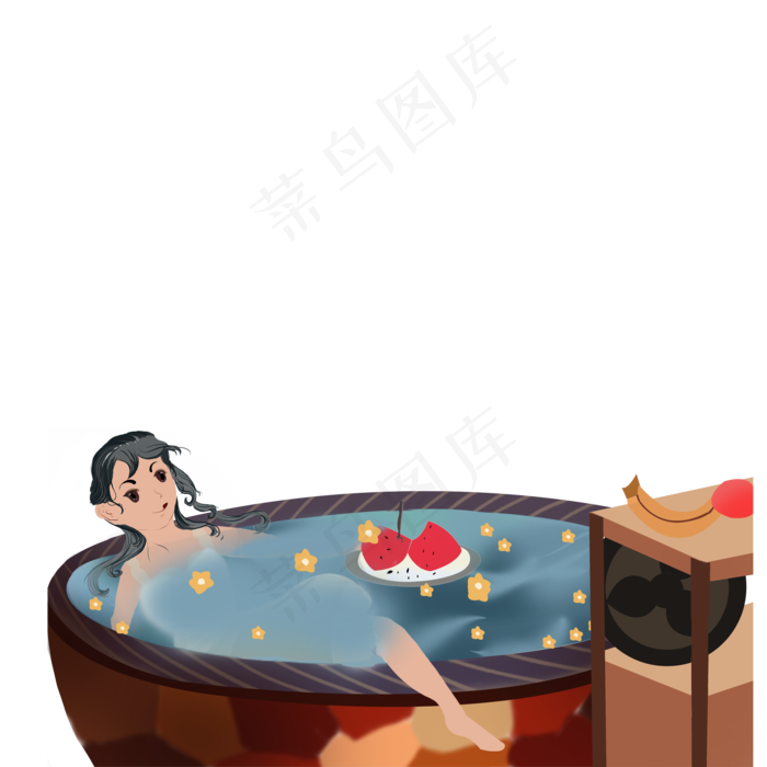 处暑泡澡元素设计