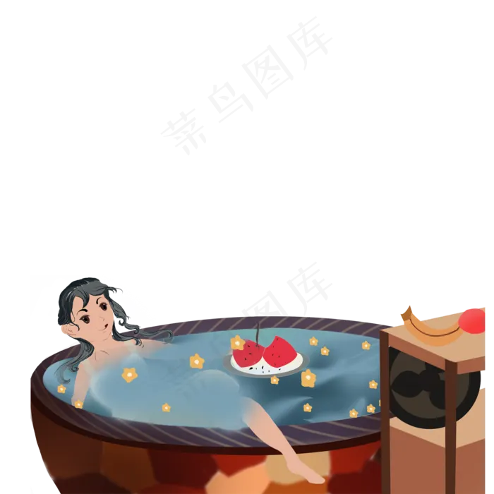 处暑泡澡元素设计(2000X2000(DPI:96))psd模版下载