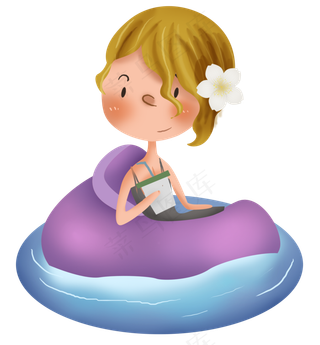 海上晒太阳的女孩,免抠元素