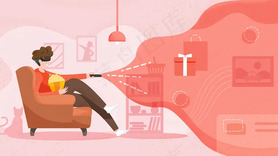 vr虚拟体验感科技概念购物横幅配图