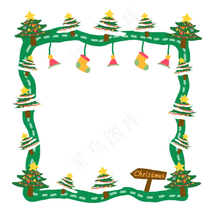 圣诞节圣诞夜平安夜手绘边框花边,免抠元素(2000X2000(DPI:300))psd模版下载