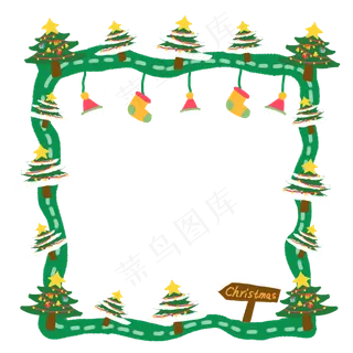 圣诞节圣诞夜平安夜手绘边框花边,免抠元素