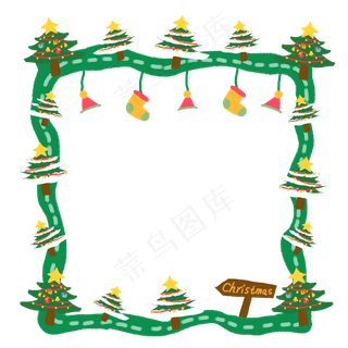 圣诞节圣诞夜平安夜手绘边框花边,免抠元素