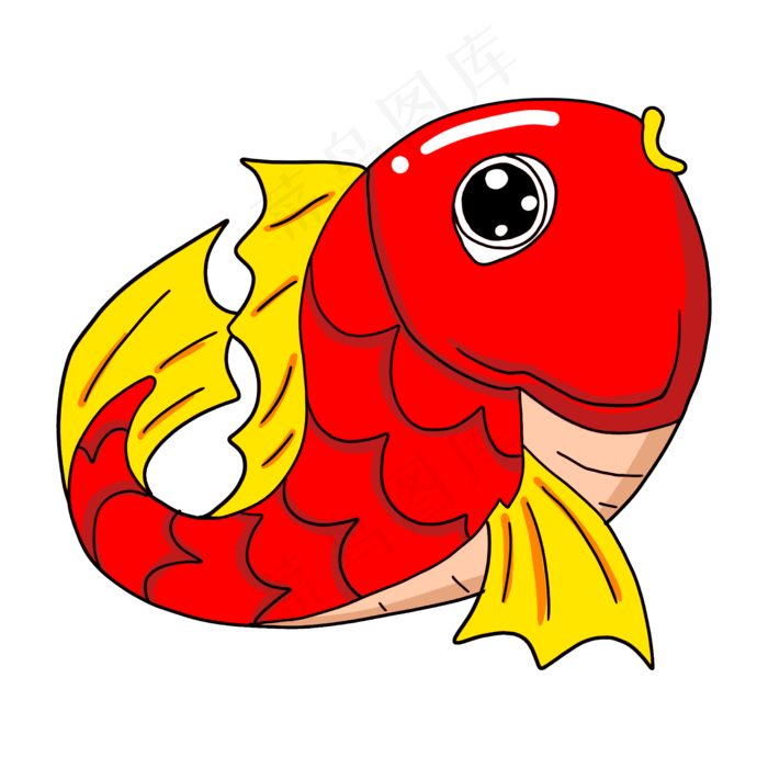手绘可爱小锦鲤插画,免抠元素