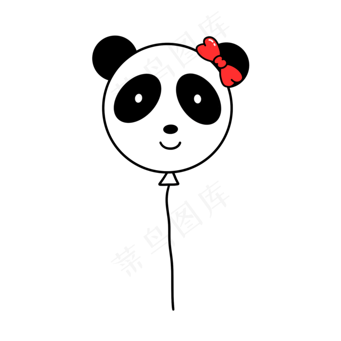 大熊猫气球卡通可爱黑白免扣