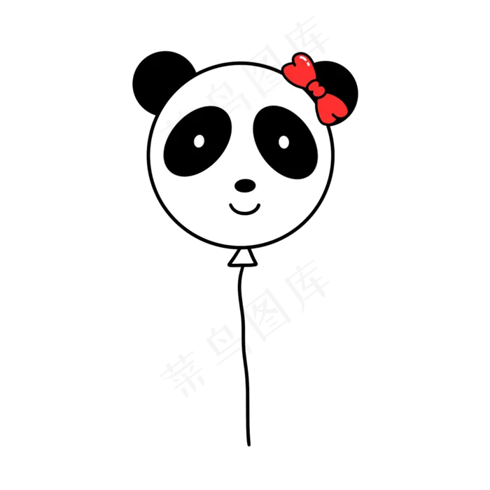 大熊猫气球卡通可爱黑白免扣(4545X4545(DPI:300))psd模版下载