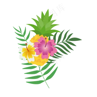 夏季夏天夏至植物装饰免扣素材