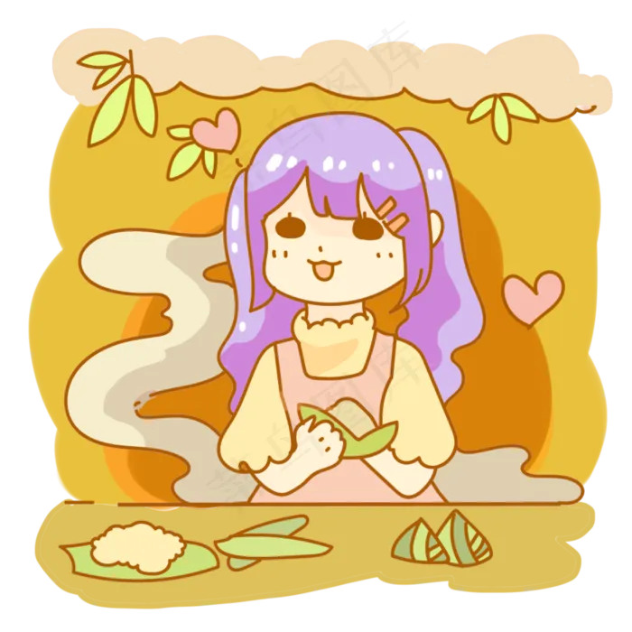 可爱的包粽子女孩png(2000X2000(DPI:299))psd模版下载