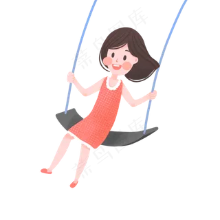 儿童节可爱女孩荡秋千