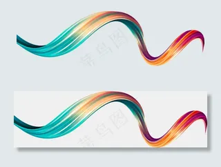 手绘节日彩绘丝带装饰,免抠元素