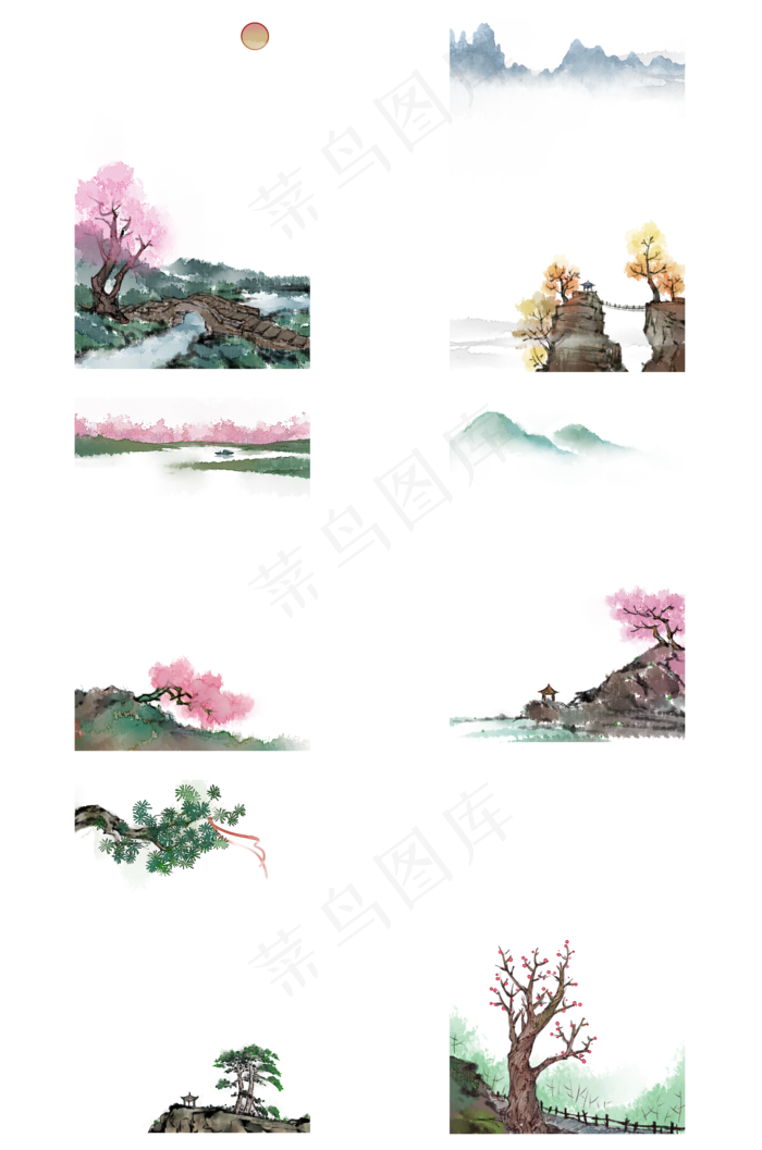 水墨山水风景边框合集(2000X3020(DPI:300))psd模版下载