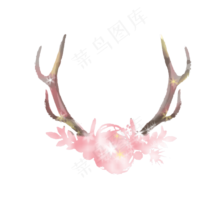水彩鹿角(3000X3000(DPI:300))psd模版下载