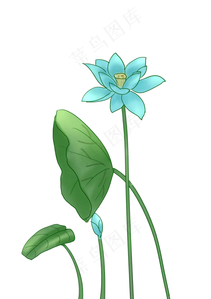 蓝色图案荷花插图(2480X3508(DPI:300))psd模版下载