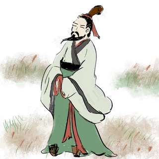 手绘水墨屈原免扣