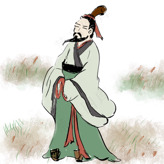 手绘水墨屈原免扣