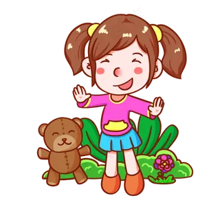 开心儿童节女孩手绘