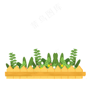 手绘卡通绿色植物,免抠元素