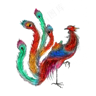 凤凰涅槃神鸟七彩百鸟朝凤PNG神兽,免抠元素