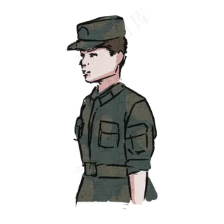 军人手绘卡通形象