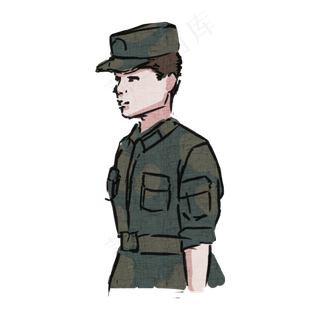 军人手绘卡通形象