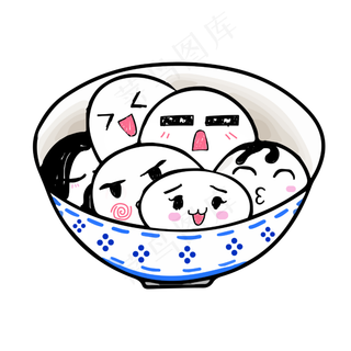 碗里的汤圆可爱表情,免抠元素