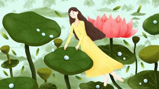 立夏卡通荷花女孩