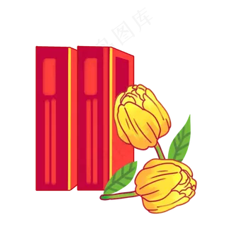 红色文件黄色花卉