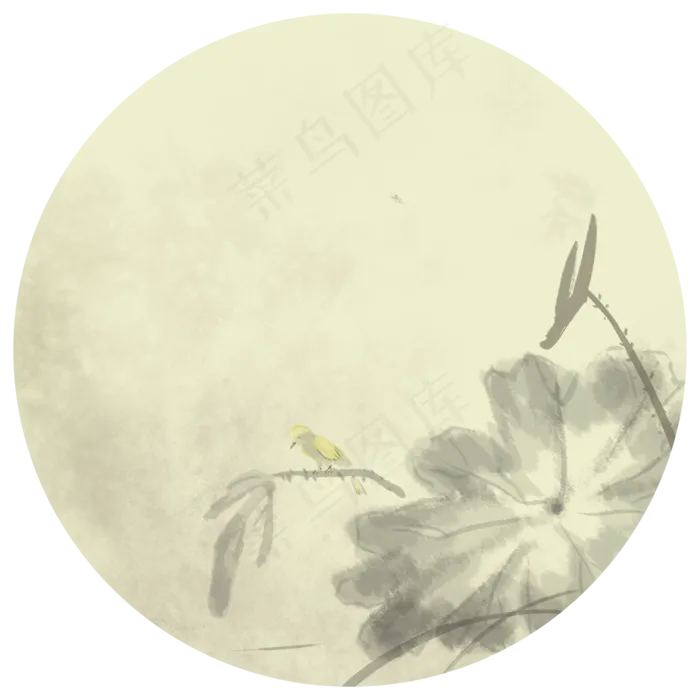 中国风古典风格古风水墨花鸟矢量,免抠元素