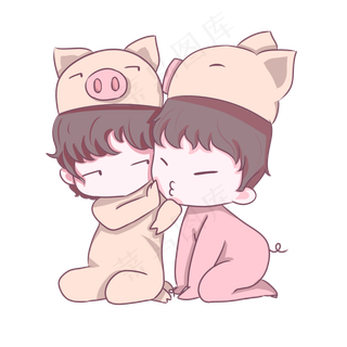 520表白季情侣卡通png素材