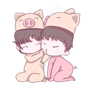 520表白季情侣卡通png素材