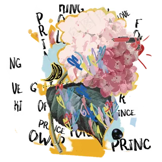 欧美涂鸦彩色爱心风信子花字母唯,免抠元素