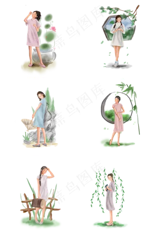 处暑公园游玩的女孩