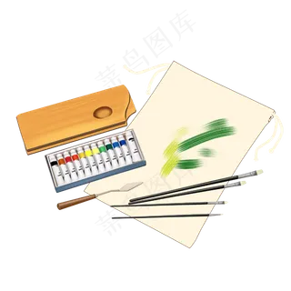 水彩颜料画笔纸张