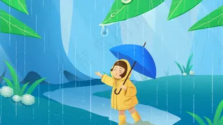 雨水春季风景小雨风景竖