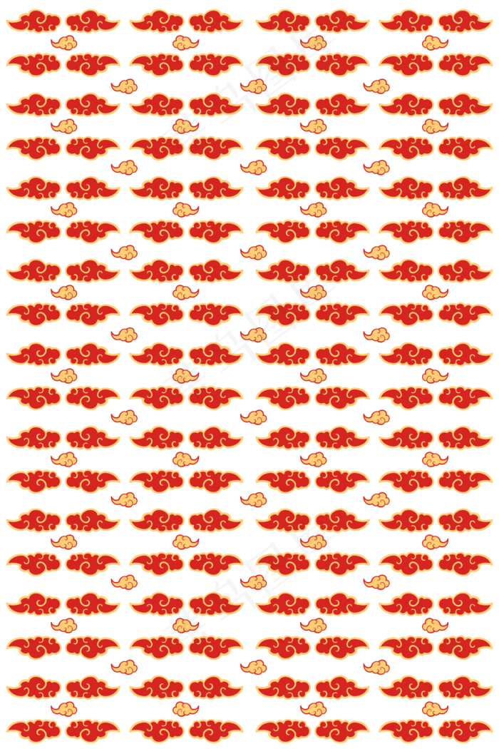 手绘红色中国风祥云插画,免抠元素