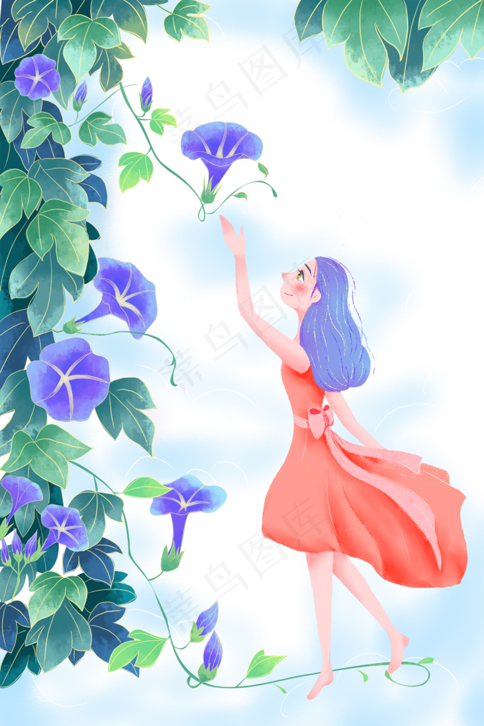 原创立夏时节牵牛花开(1500X2249(DPI:256))psd模版下载