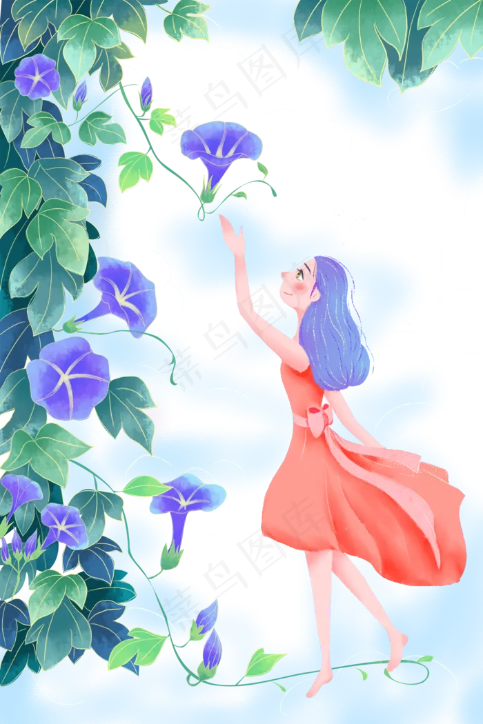 原创立夏时节牵牛花开(1500X2249(DPI:256))psd模版下载