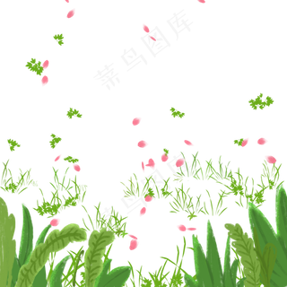 花草纷飞卡通png素材