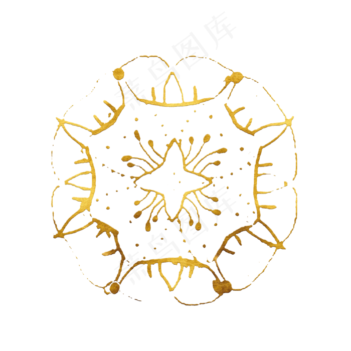 金色欧洲复古装饰雪花黄金,免抠元素(2500*2500px 300 dpi )psd模版下载