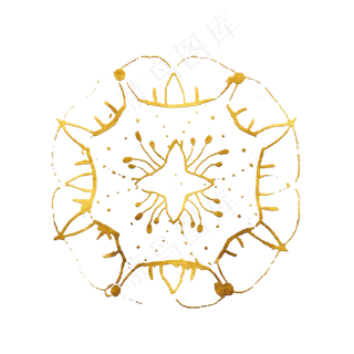 金色欧洲复古装饰雪花黄金,免抠元素