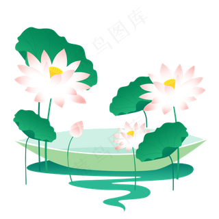 盛开的荷花荷叶和小船