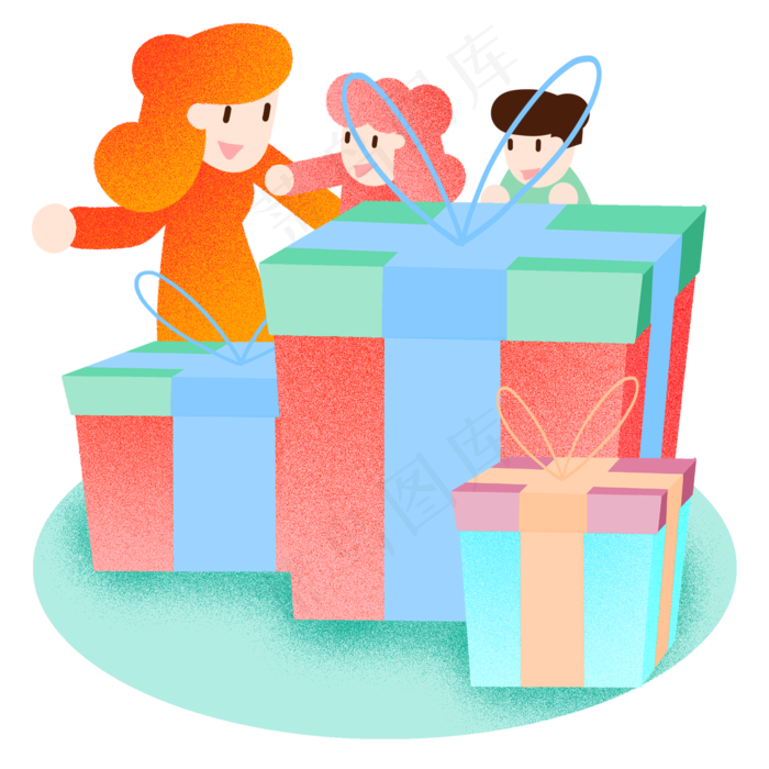 母亲节大礼盒插画