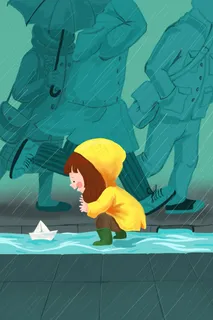 下雨天小女孩和纸船 下雨天小女孩和纸船